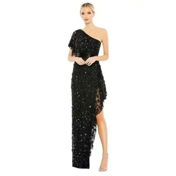 NWT Mac Duggal 93687 One Shoulder Beaded Embellished Asymmetrical Hem $598‎ - Picture 3 of 8